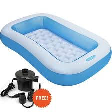 Memilih kolam renang vinil untuk anak main air di rumah. Jual Kolam Renang Bermain Anak Intex Free Pompa Rectangular Baby Pool 57403 Ht 196 Terbaru Juni 2021 Blibli