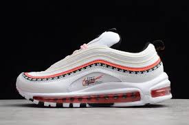 2019 Nike Air Max 97 White Habanero Red Black Cq4817 100 Nike Air Max 97 Nike Fashion Shoes Nike Shoes Air Max