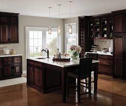 Signature mushroom with van dyke. Dark Cherry Kitchen With Glass Cabinet Doors Decora