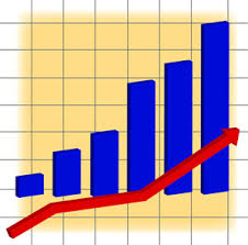 chart clipart image a bar graph and a red arrow showing