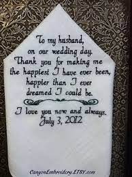 Personalized Handkerchief To Fiance From The Bride By Canyon Embroidery On Etsy 27 50 Vi Gifts For Fiance Personalized Wedding Gifts Gifts For Wedding Party