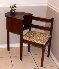 1940s Or 50s Telephone Table With Seat In Rich By Dolphinlady Vintage Telephone Table Telephone Table Telephone Table With Seat