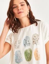 Beyaz Floral Desenli Yarim Kol Tisort Jimmy Key