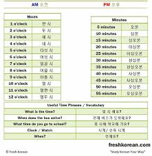 Telling The Time In Korean Free Pdf Printout Download Learn Korean Korean Language Learning Korean Words