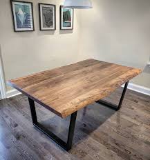 One Of Our Signature Ambrosia Maple Dining Tables This Is A Live Edge Version That We Did Wit Live Edge Dining Table Wooden Dining Tables Dining Table Black