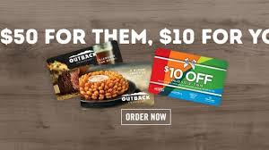 Maybe you would like to learn more about one of these? Outback Steakhouse 10 Promo Card When You Buy 50 In Gift Cards Wral Com