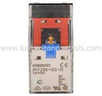 Omron - MY2IN-GS-R DC24 RELAY, PLUG-IN, 8-PIN, DPDT, 10 A, MECHANICAL & LED  INDICATORS, LOCKABLE PUSH TEST BUTTON, 24 VDC