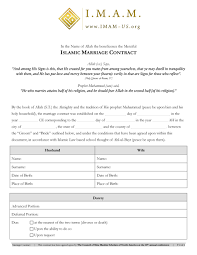 A comprehensive wedding photography contract form collecting clients' personal/contact information, ceremony and reception details, package options with a terms and conditions section that allows the form to serve as a contract. 33 Marriage Contract Templates Standart Islamic Jewish á… Templatelab