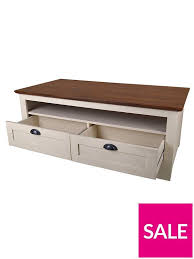 It measures 48 in diameter, so you can seat six comfortably. Devon Storage Coffee Table Ivory Walnut Effect Coffee Table Coffee Table With Storage Adjustable Shelving