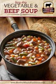 This Lazy Day Beef Vegetable Soup Is The Perfect Bowl Of Comfort Food Made With The Best Certified Angus Bee Beef Soup Recipes Beef Soup Vegetable Beef Soup