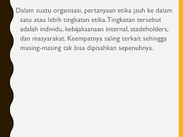Etika atau etik sebagai pandangan manusia dalam berprilaku menurut ukuran dan nilai yang baik (drs. Bab 4 Etika Bisnis 1 Etika Dalam Organisasi 2 Pembentukan Nilai Etika 3 Etika Dalam Organisasi 4 Argumen Pro Dan Kontra Terhadap Tanggung Jawab Sosial Ppt Download