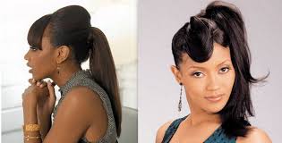 You need to eat well and care for your hair, it is essential for a we are happy if could help you, and if you have any notes or ideas related to black ponytail with bangs hairstyles, this text and selected photos. Ponytail Hairstyles For Black Women Stylish Eve