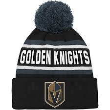Women's vegas golden knights fanatics branded gold/black iconic cuffed knit hat with pom. Vegas Golden Knights Youth Wordmark Cuffed Pom Knit Hat Black