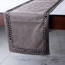 Crystals Leather Silver Grey Decorative Table Runners Modern Table Runners Table Runners Crystal Embroidery