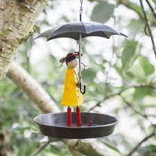 Get set for bird tables at argos. Garden Mile Novelty Metal Hanging Chain Girl And Umbrella Bird Feeder For Wild Birds Antique Style Metal Bird Bath Table With Hanging Hook Hanging Garden Decorations Metal Umbrella Feeder Amazon Co Uk
