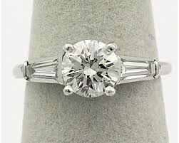 Round Solitaire With Baguette Side Accents Wedding Rings Round Round Engagement Rings Diamond Solitaire Engagement Ring
