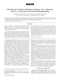 PDF) Cultivation of 'Candidatus Liberibacter asiaticus', 'Ca. L.  africanus', and 'Ca. L. americanus' Associated with Huanglongbing