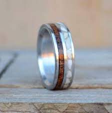 Mens Wedding Band Titanium Metal Ring With Crushed Elk Ivory And Walnut Wood Channel Inlays Titanium Wedding Band Mens Mens Wedding Rings Mens Wedding Bands