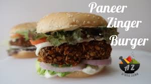 Paneer Zinger Burger Crispy And Spicy Burger Recipe Youtube