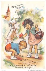 Illustrateur Germaine Bouret Heureuse Paques C Est Pas Des Oeufs Paques C Est Des Crotte Illustration Vintage Jolies Images Carte Postale