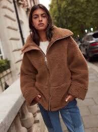 Tan Brown Teddy Borg Jacket