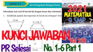 Asangan bangun datar berikut yang pasti sebangun adalah. Latihan 4 3 No 1 6 Kesebangunan Bangun Datar Matematika Kelas 9 Hal 238 Youtube