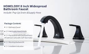 They gave me a 10 to 15% discount on the handles. Homelody Widespread Bathroom Faucet 8 Inch Lead Free Lavatory Faucet With Pop Up Drain And Supply Hose Matte Black Walmart Com Walmart Com