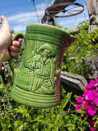 Gorgeous Green Antique Mccoy Pottery Buccaneer Pitcher. This Rare 1920s Era  Mccoy Pirate Pottery Tankard Pitcher Has Shield Mark 6.