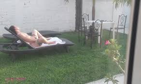 Family vacation (part 1) I recorded my stepsister sunbathing naked and  masturbating in the garden watch online