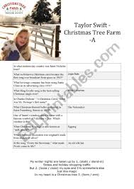 Official music video for christmas tree farm by taylor swift. Taylor Swift Christmas Tree Farm Esl Worksheet By Psrates