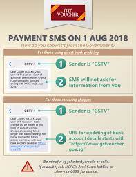 Today (1 jun), the ministry of finance (mof) announced that a total of s$1.3 billion worth of goods and services tax voucher (gstv) payments will be distributed in june 2021. Beware Of Fake Sms Calls Emails On Gst Voucher Cash Payouts Mof Cna
