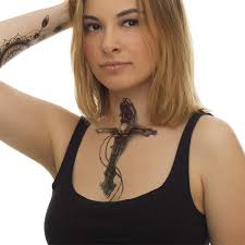 The number 6:17 is written just above the left arm of the cross while the initials 'amp. Amazon Com 1 X Black Cross Xl Tattoo Skull Pendant Chain Body Temporary Tattoo Hb838 1 Beauty Personal Care