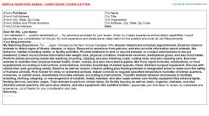 I would like to take this opportunity to submit my application and resume for the post of caregiver, which mr. Nonfarm Animal Caretaker Cover Letters