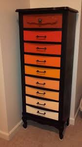 Black And Orange Dresser Repainted Dresser With Ombre Orange Drawers And New Black Hardware With Copper Finish Skinny Dresser Tall Skinny Dresser Shabby Chic Dresser