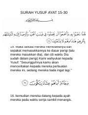 They say o our father! Surah Yusuf Ayat 15 Docx Surah Yusuf Ayat 15 30 15 Maka Tatkala Mereka Membawanya Dan Sepakat Memasukkannya Ke Dasar Perigi Lalu Mereka Masukkan Dia Course Hero