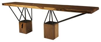 Wood side table with metal legs. 120 L William Console Table Solid Wood With Metal Legs Wood Block Base Industrial Console Tables By Noble Origins Llc Houzz