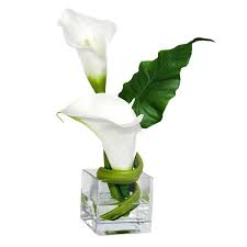 Calla Cube Lilies Floral Arrangement In Vase In 2021 Floral Arrangements Flower Arrangements Simple Flower Arrangements
