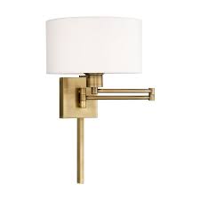 Livex Lighting Swing Arm Wall Lamps 11 In W 1 Light Antique Brass Transitional Wall Sconce In The Wall Sconces Department At Lowes Com