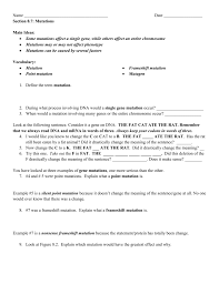 The genes encoded in your dna result in the production of proteins that perform specific functions within your cells. Name Date Section 8 7 Mutations Main Ideas Some Mutations