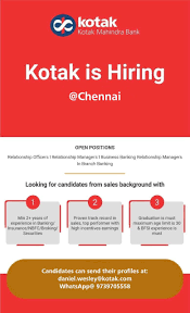 It was not so good experience of working at kotak mahindra bank because of the job profile assigned to us. Sivaram Kumar Area Head Kotak Mahindra Bank Linkedin