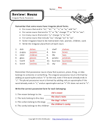 In these irregular nouns worksheets, students match the singular and plural forms of various irregular nouns. Plural Noun Worksheet
