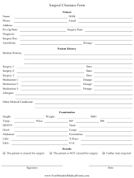 Surgical Clearance Form Download Printable Pdf Templateroller
