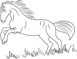 Gibt den pferden, esel und ponys schöne farben und zeichne eine weidelandschaft im hintergrund. Ausmalbilder Zum Ausdrucken Springendes Pferd