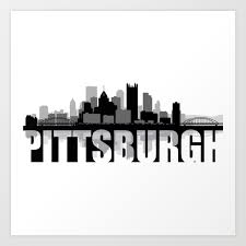 Ideal for christmas cards and christmas gifts! Pittsburgh Silhouette Skyline Art Print By Rayhyra Society6