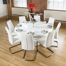 Save $ 160.00 (19 %) Large Round Gloss White Dining Table 8 Chairs Lazy Susan White 5360 Amazon De Home Kitchen