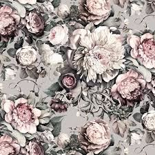 Garden rose and hydrangea flower print peel & stick wallpaper | etsy. Grey Floral Wallpaper Pattern Flower Rose Garden Roses Floral Design 122340 Wallpaperuse