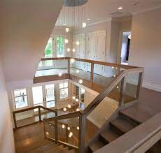 A fixture hung too high in a tall foyer will appear too small for the area and will not. Foyer Two Story Chandelier Reflection Etsy