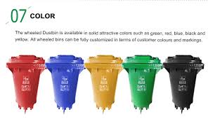 Black And Yellow Storage Bins With Wheels 120l Kitchen Food Plastic Waste Bins Outdoor Trash Cans Kitchen Waste Bin Dustbin