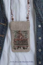 Boho Linen Talisman Amulet Pouch Medicine Bag Necklace Hand Embroider Pouch Bag Pendant Fabric Neckl Medicine Bag Necklace Textile Necklace Fabric Necklace