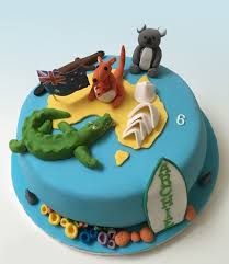 Australia Theme Cake Vanllla Sponge Creme Patissiere With Raspberry Jam Australia Cake Easy Cake Decorating Bon Voyage Cake